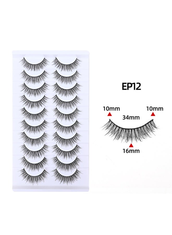 Joudi 3D False Eyelashes Wispy Natural Cat Eye Short Fake Eyelashes Fluffy Soft Reusable Faux Mink Lashes 10 Pairs Happy Heartbeat (EP12) - Image 5